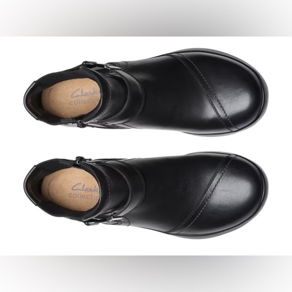 Clarks Black Ankle Boots Classic Style Comfort - Picture 8 of 13